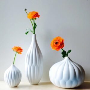 Collection de 3 Vases en Porcelaine Texturée