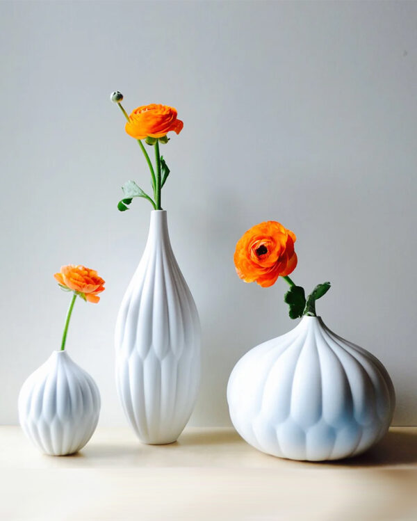 Collection de 3 Vases en Porcelaine Texturée