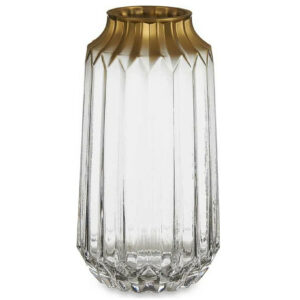 Vase Transparent avec Bordure Dorée