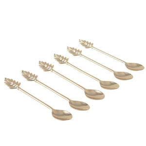 Cuillères à Café Dorées Feuilles