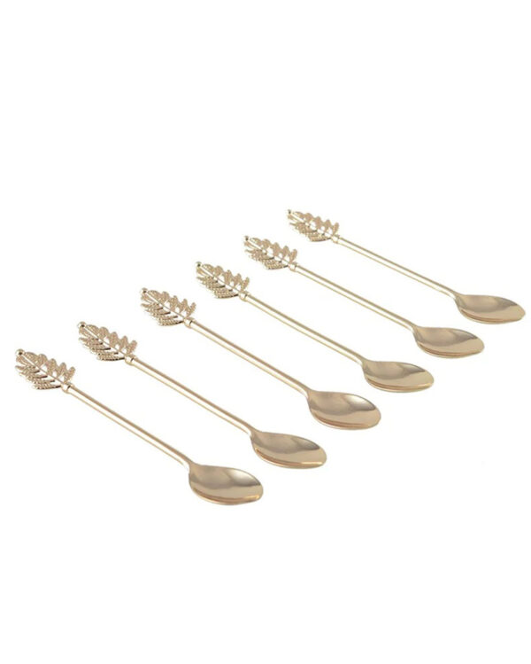 Cuillères à Café Dorées Feuilles