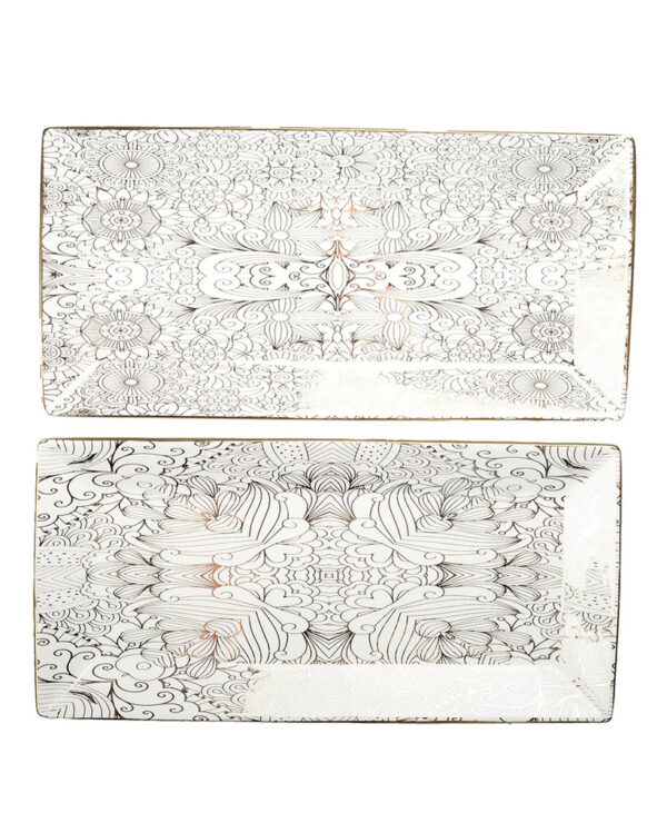 Plateaux Blancs Design Abstrait (Lot de 2)