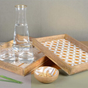 Plateaux Blancs Design Abstrait (Lot de 2)