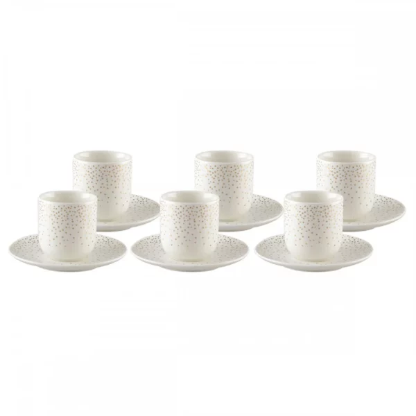 Tasses Café 90 ml Plumetis Doré (Lot de 6)
