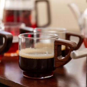 Tasses à Café en Verre avec Anse en Bois (lot de 6)