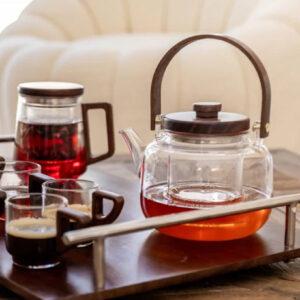 Théière en Verre avec Anse en Bois
