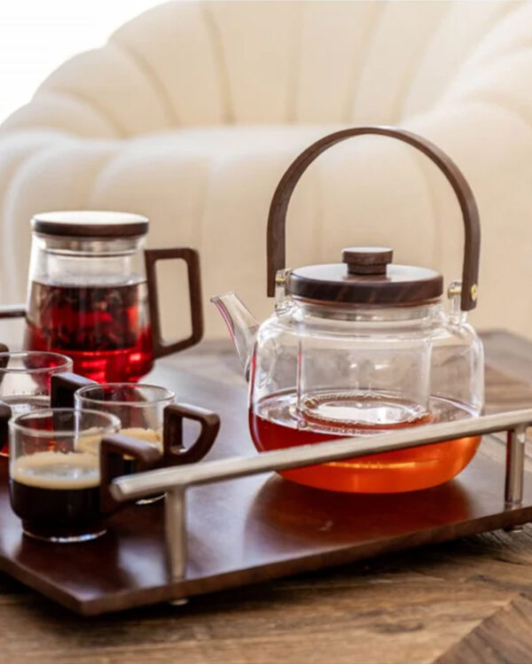 Théière en Verre avec Anse en Bois