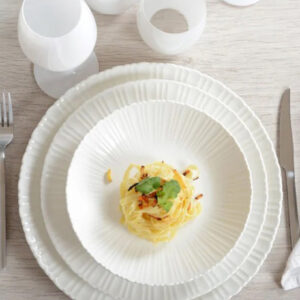 Assiettes creuses blanche FLORA (lot de 6)